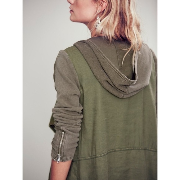 Free People Green Drippy Linen Jacket - Picture 4 of 7
